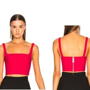 DION LEE Women's RED Square Neck Bustier Style Crop Top 8
